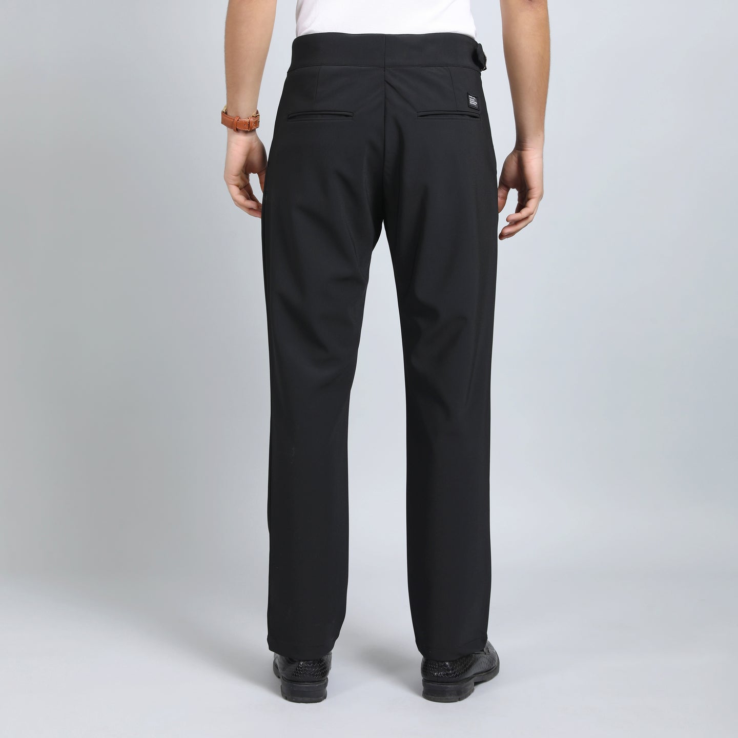OYSTER BLACK SLIM FIT GURKHA TROUSERS 4798-1